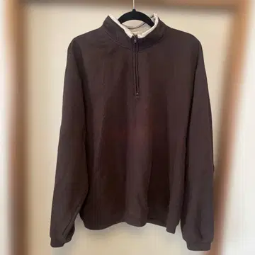 구제 의류 브라운 하프 지퍼 저지