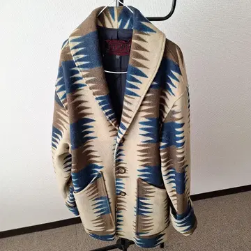 빈티지 SEPP 기하학 패턴 울 피코트