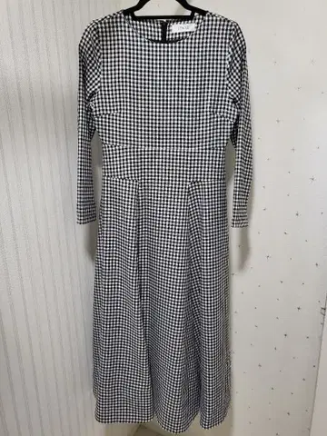 JENNE 체크 무늬 긴팔 롱 원피스 M