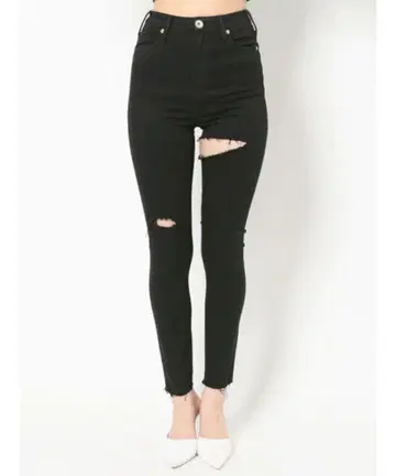 GYDA 싸이하이 립드 팬츠 블랙