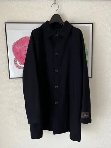 네이비 스텐카라 코트 울