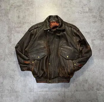 80s 짧은 기장 A-2 가죽 자켓 프랑스제