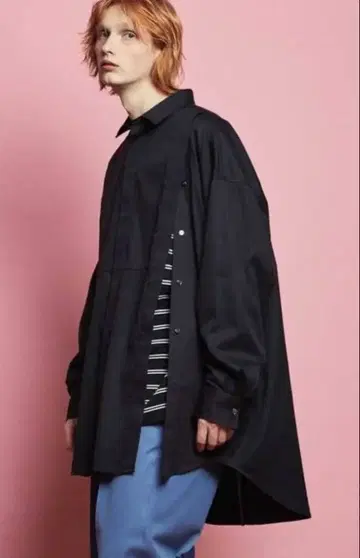 MAISON SPECIAL 코튼 실크 프라임 오버 슬릿 셔츠