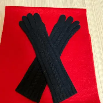 캐시미어 100% 블랙 케이블 짜임 롱 그로브