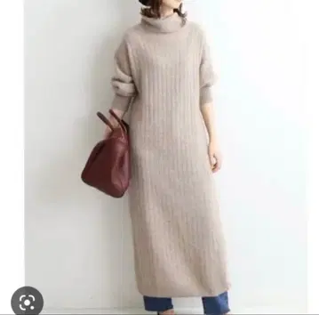 IENA 라쿤 캐시미어 터틀넥 롱 원피스