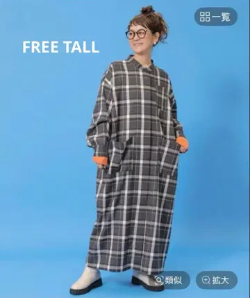 렙심 310 기획 셔츠 원피스 코트 블랙 체크 프리톨