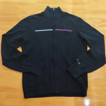 TOMMY HILFIGER 블랙 집업 스웨터 M