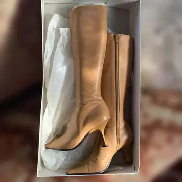 카멜 가죽 롱 부츠 다이애나