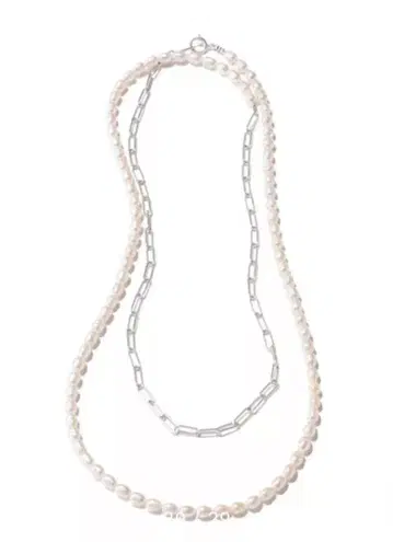 [ 오쿠사 나오코 씨 콜라보 ] 6WAY 펄 x 실버 체인 롱 목걸이