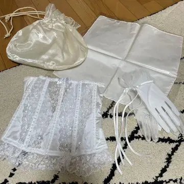 [ 5점 set ] 웨딩용 코르셋, 그로브, 손수건, 베일, 주머니 포함