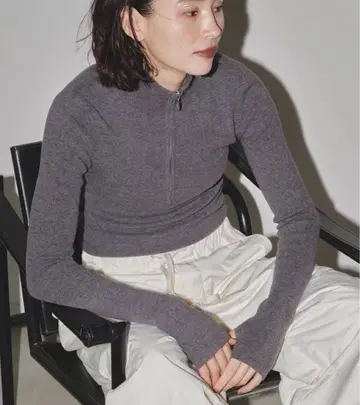 TODAYFUL 하프 지퍼 리브 니트