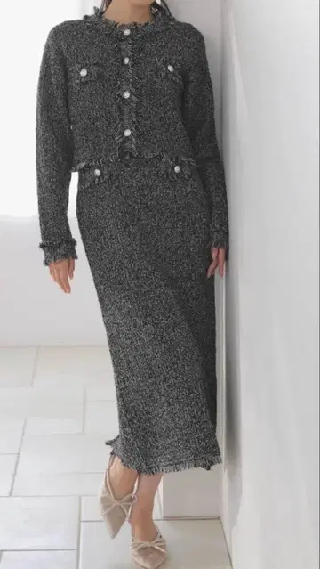 NOELA 트위드 니트 원피스