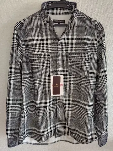 체크 무늬 긴팔 셔츠 화이트 블랙