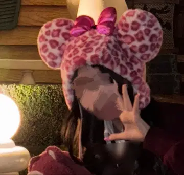 미니 마우스 레오파드 무늬 모자 핑크