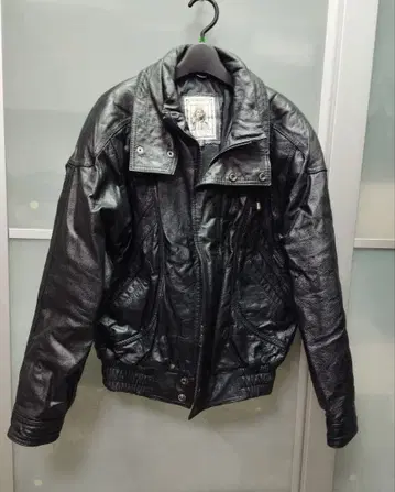 H.B. LEATHER 짧은 기장 천연 가죽 가죽 자켓 블랙