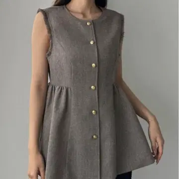 루엘레 베스트 지레 골드 버튼 페플럼 프린지 베스트