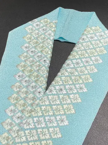 하나비시 스톤 부착 자수 장식용 깃 폴리에스테르 크레이프 원단 스카이블루