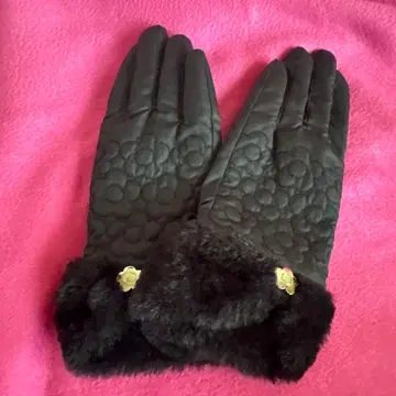 마리콴트 장갑 그로브 데이지 패턴 블랙 퍼 포함 퀼팅 장갑