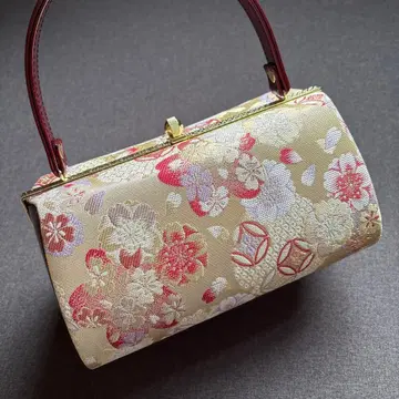 [ 일본제 ] 일본 의류 조리 백 후리소데용 오비지 크림슨 골드