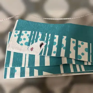 터콰이즈 블루와 화이트 오비 wakka 와카 순수 실크