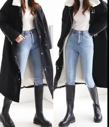 블랙 롱 부츠 통굽