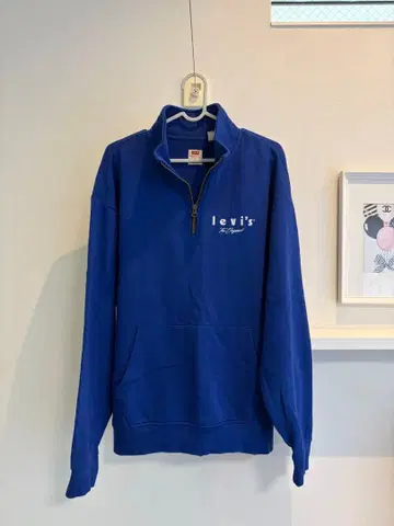 리바이스 하프 지퍼 맨투맨 M 파랑