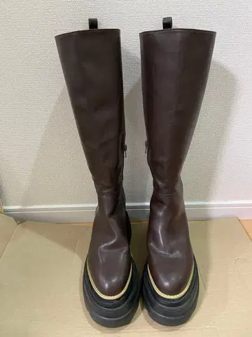 코코딜 롱 부츠 통굽 엔지니어 부츠 브라운