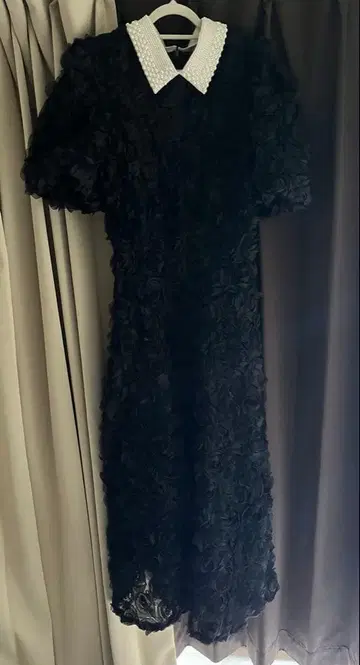 블랙 플라워 레이스 롱 드레스 원피스 포멀