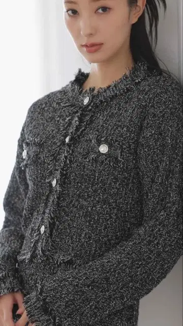 NOELA 트위드 니트 가디건