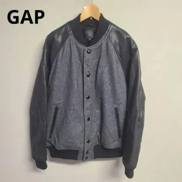 GAP 갭 바시티 자켓 소매 가죽 M 깃털 울 블루종 자켓