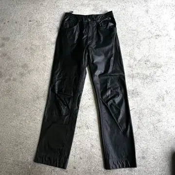 천연 가죽 가죽 팬츠 블랙 리얼 가죽 구제 의류
