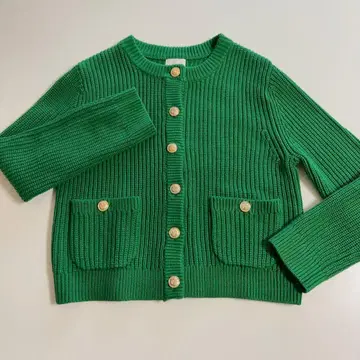 그린 리브 편직 가디건
