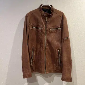 브라운 가죽 라이더 자켓