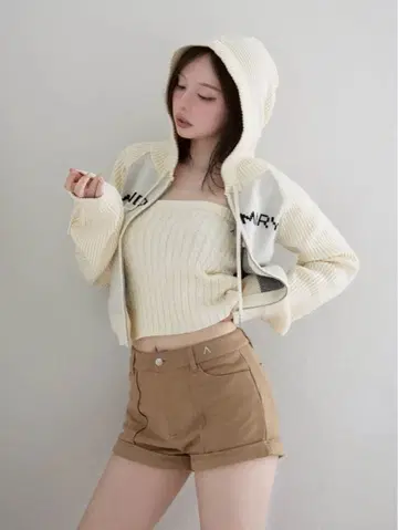 andmary Jeniffer knit hoodie set ivory