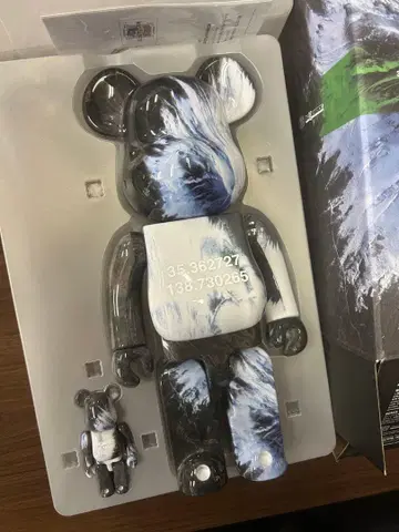 베어브릭 100% & 400% 파랑과 화이트 마블