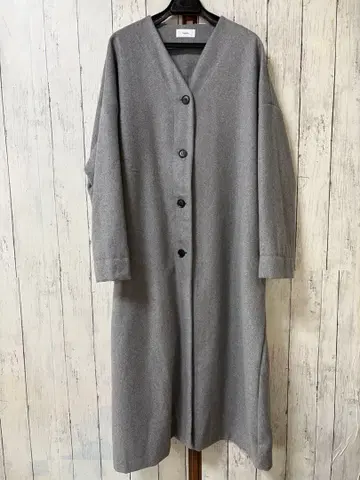 그레이 울 혼방 오버 사이즈 롱 코트