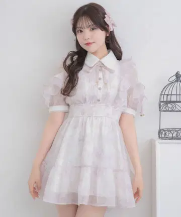 ROJITA 꽃무늬 반팔 미니 원피스 핑크