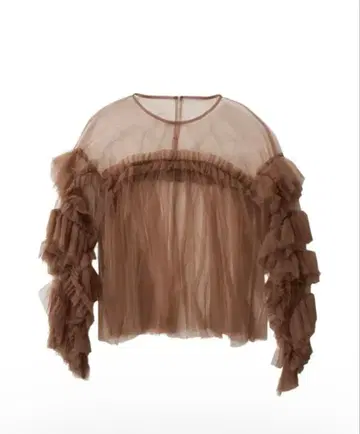 [ 새상품 ] decorative tulle tops 브라운 튤 프릴