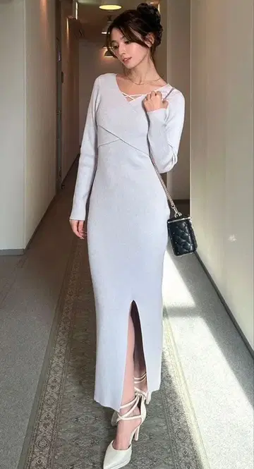 RESEXXSY 리젝시 더블 크로스 니트 원피스