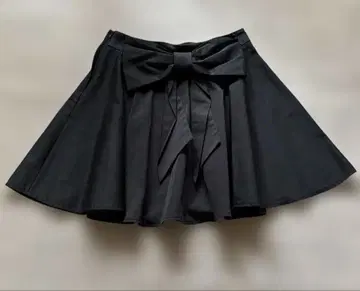 TOPSHOP 블랙 새틴 리본 서큘러 미니 스커트 블랙 38