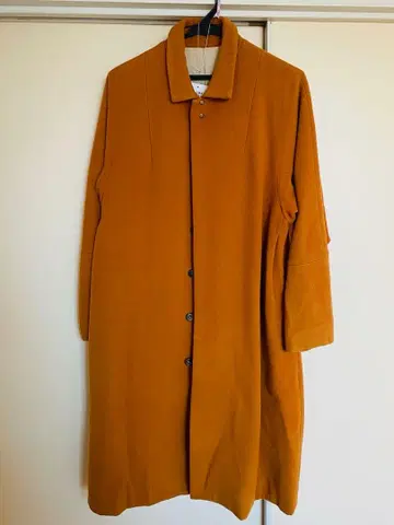 스즈키 타카유키 스탠드 칼라 롱 코트 오렌지