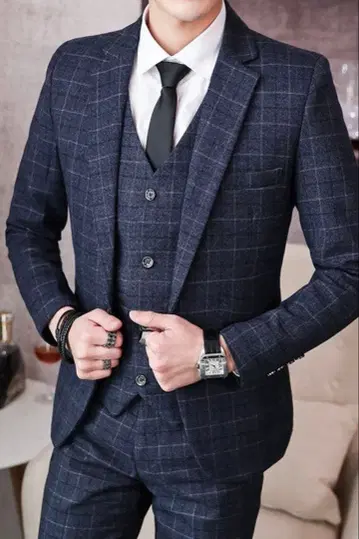 슬림 수트 쓰리피스 남성용
