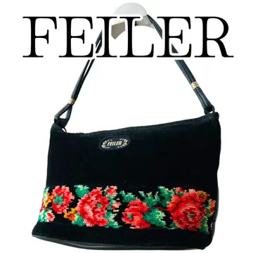 [새상품급] FEILER 미니 핸드백 숄더 슈니르 직조 꽃무늬 블랙 토트