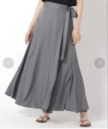 [ chaos ] 립 새틴 랩스커트 그레이