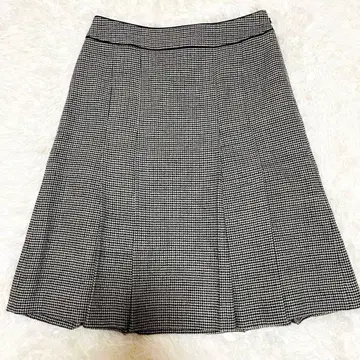 23구 플레어 스커트 무릎 기장 울 100% 하운드투스 L 사이즈