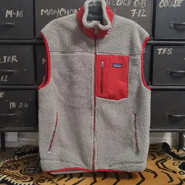Patagonia 남성용 플리스 베스트 L 사이즈 그레이/레드