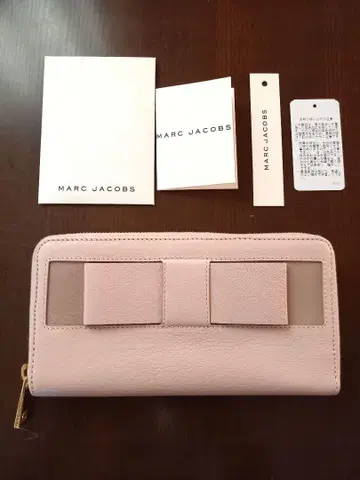 미사용 장지갑 MARC JACOBS 베이지 핑크 리본