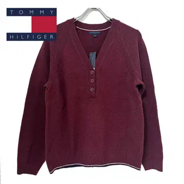 새상품 2XL 타미힐피거 헨리넥 스웨터 보르도 XL