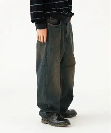 BEAMS 와이드 스트레이트 데님 팬츠