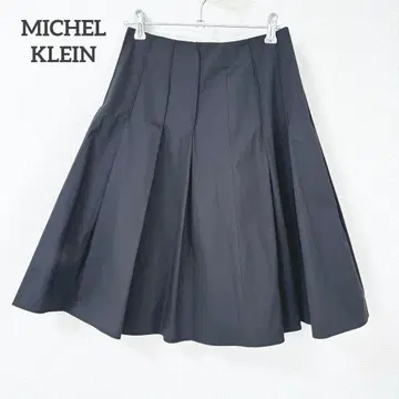 미쉘클랑 플리츠 스커트 미니 네이비 38 코튼 혼방 일본제